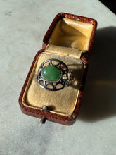 Load image into Gallery viewer, Green Sterling Silver Ring Size 10.5
