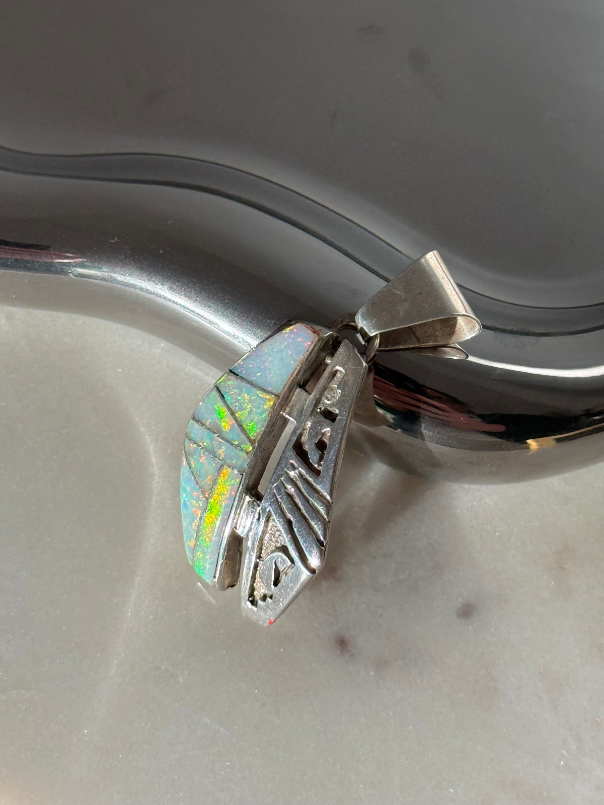 Vintage Opal Sterling Silver Pendant