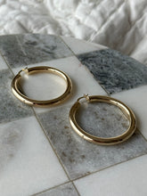 Load image into Gallery viewer, Vintage 10k Yellow Gold Large Tubular Hoop Earrings
