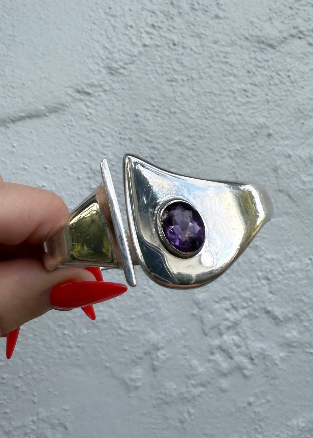 Chunky Purple Sterling Silver Hinged Cuff Bracelet