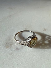 Load image into Gallery viewer, Yellow Glass Sterling Silver Ring Size 5.5

