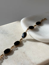 Load image into Gallery viewer, Black Onyx Oval Link Gold Fill Bracelet 7.5”
