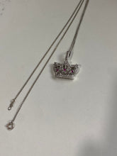 Load image into Gallery viewer, Solid 14k White Gold Natural Diamond &amp; Ruby Crown Pendant

