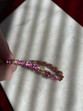 Load image into Gallery viewer, Lab Created Faceted Pink Sapphire Gold Vermeil Tennis Bracelet 7.25”
