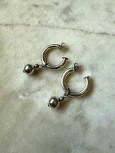 Load image into Gallery viewer, Sterling Silver Tubular Hoops w/ Ball Charm
