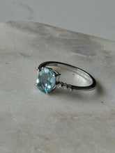 Load image into Gallery viewer, Cushion Cut Aquamarine with Single Cut Diamonds 14k White Gold Ring
