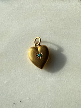 Load image into Gallery viewer, Victorian 14k Yellow Gold Starburst Set Persian Turquoise Heart Charm
