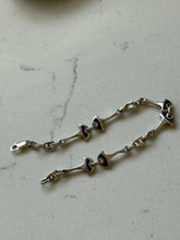 Load image into Gallery viewer, Blue Enamel Sterling Silver Bracelet 7.25”
