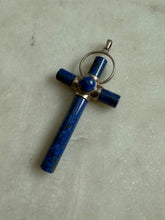 Load image into Gallery viewer, Lapis &amp; Sterling Silver Cross Pendant
