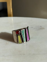 Load image into Gallery viewer, Vintage Sterling Silver Multistone Inlay Ring Size 5.5
