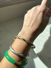 Load image into Gallery viewer, Italian Two-Tone Sterling Silver Gold Vermeil Hinged Bangle Bracelet
