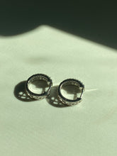 Load image into Gallery viewer, Diamond 10k White Gold Clicker Hoop Earrings
