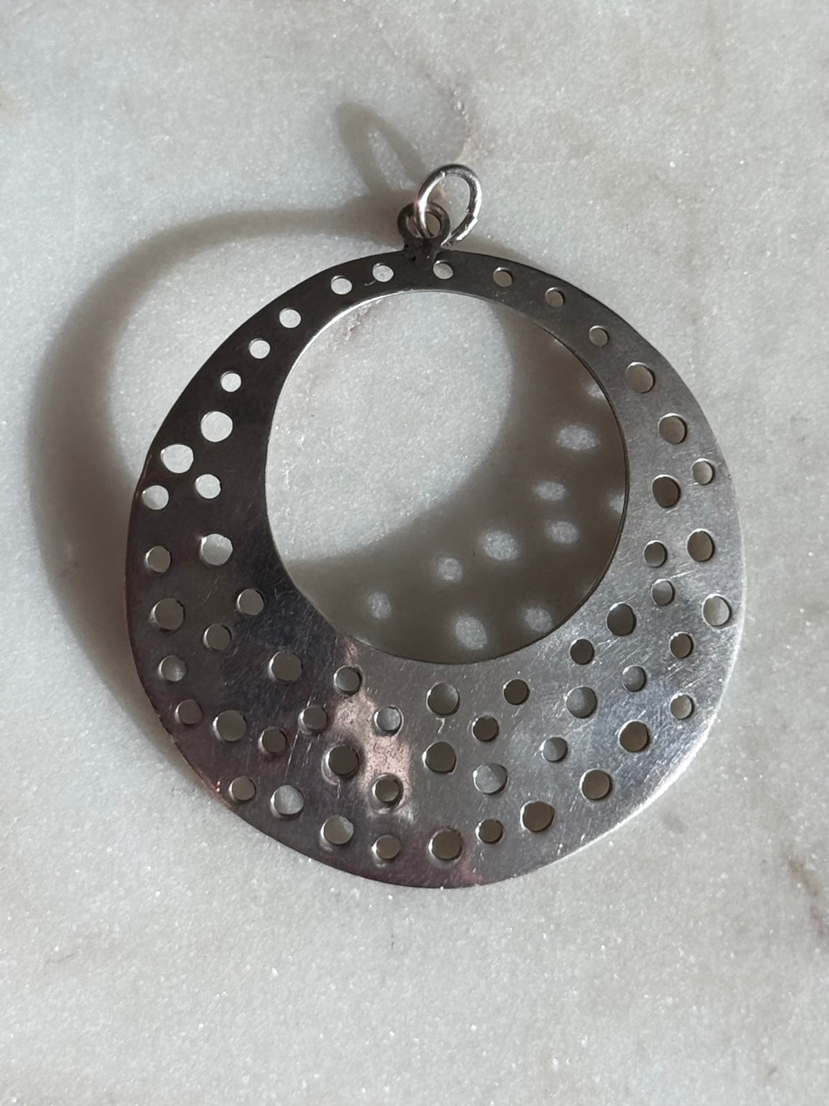 Vintage Modernist Sterling Silver Circle Pendant