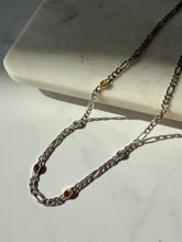 Load image into Gallery viewer, Multistone Sterling Silver Figaro Necklace 24”
