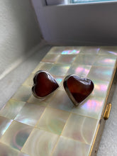 Load image into Gallery viewer, Carnelian Sterling Silver Vintage Heart Post Back Earrings
