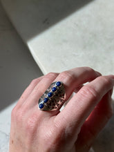 Load image into Gallery viewer, Vintage Lapis Sterling Silver Ring Size 7.5
