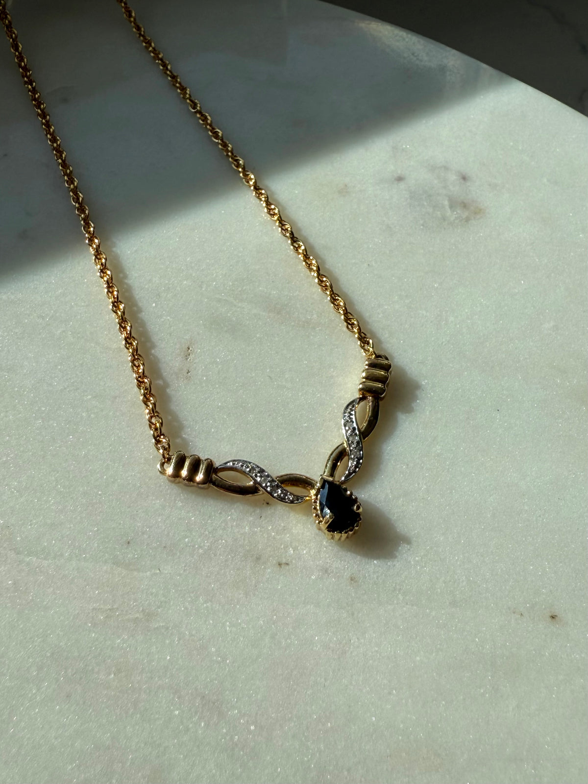 Blue Sapphire Gold Vermeil Necklace 16.25”