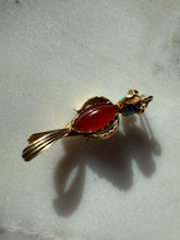 Load image into Gallery viewer, Italian 14k Gold Parrot Jade Turquoise Carnelian Pendant
