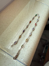 Load image into Gallery viewer, Italian 14k Yellow Gold Multicolor Station Bracelet 7.75”
