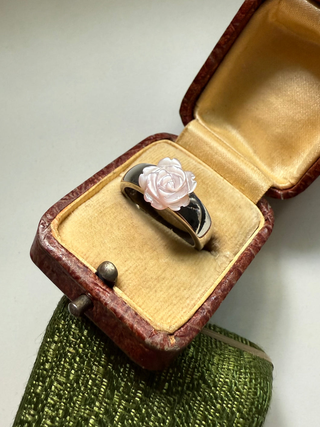 Carved Rose Sterling Silver Ring Size 8.5