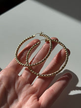 Load image into Gallery viewer, Textured 14k Yellow Gold Large Hoops 2.20”
