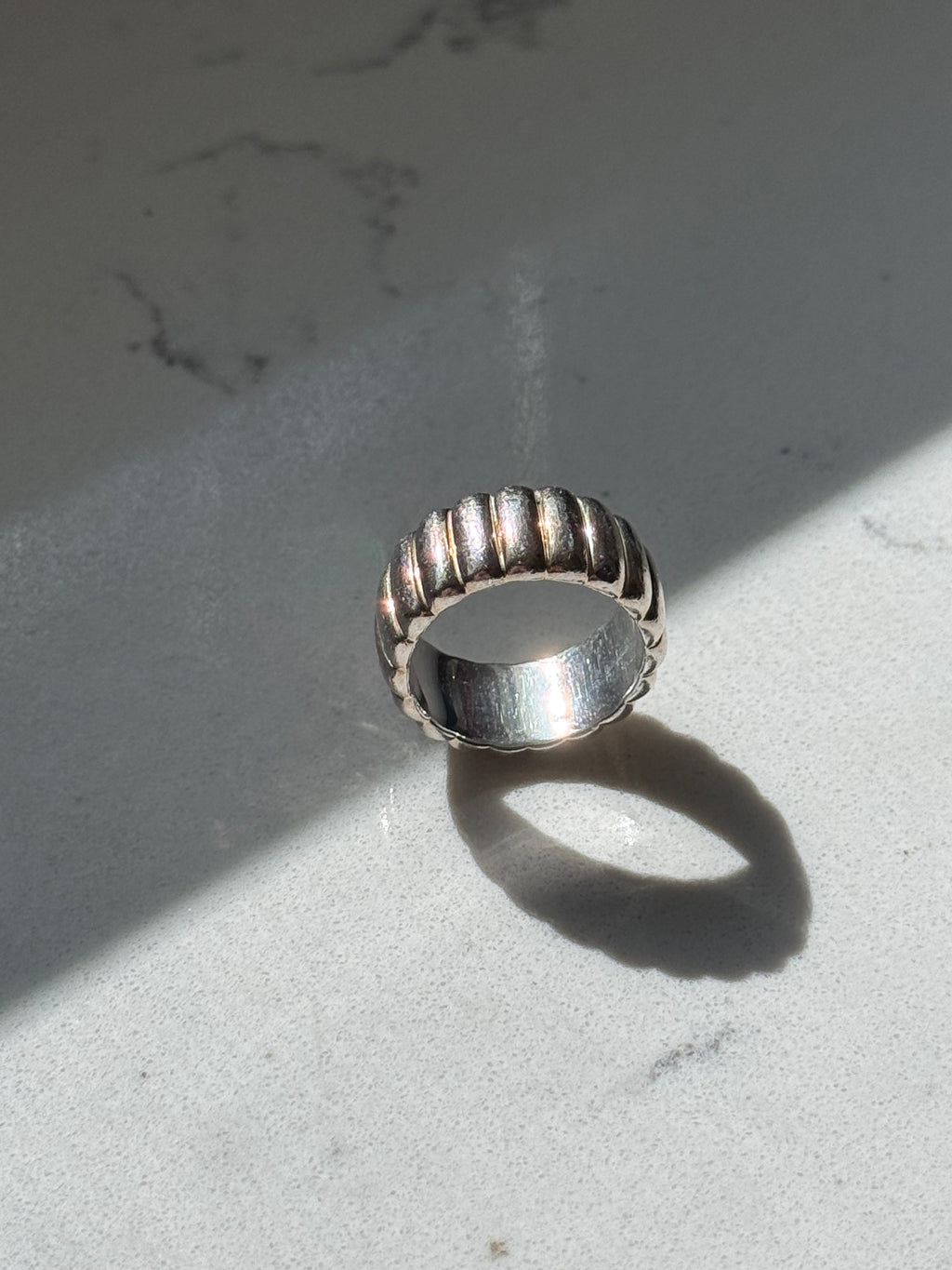 Ribbed Sterling Silver Ring Size 7