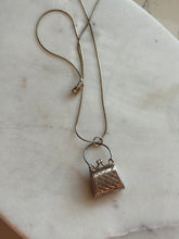 Load image into Gallery viewer, Vintage Woven Etched Purse Locket Sterling Silver Necklace 17.5”
