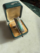 Load image into Gallery viewer, Elongated Turquoise Sterling Silver Ring Size 4.75

