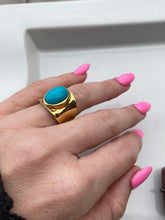 Load image into Gallery viewer, Turquoise Gold Vermeil Chunky Statement Ring
