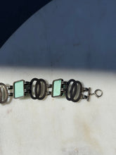 Load image into Gallery viewer, Antique Green Enamel Sterling Silver Bracelet
