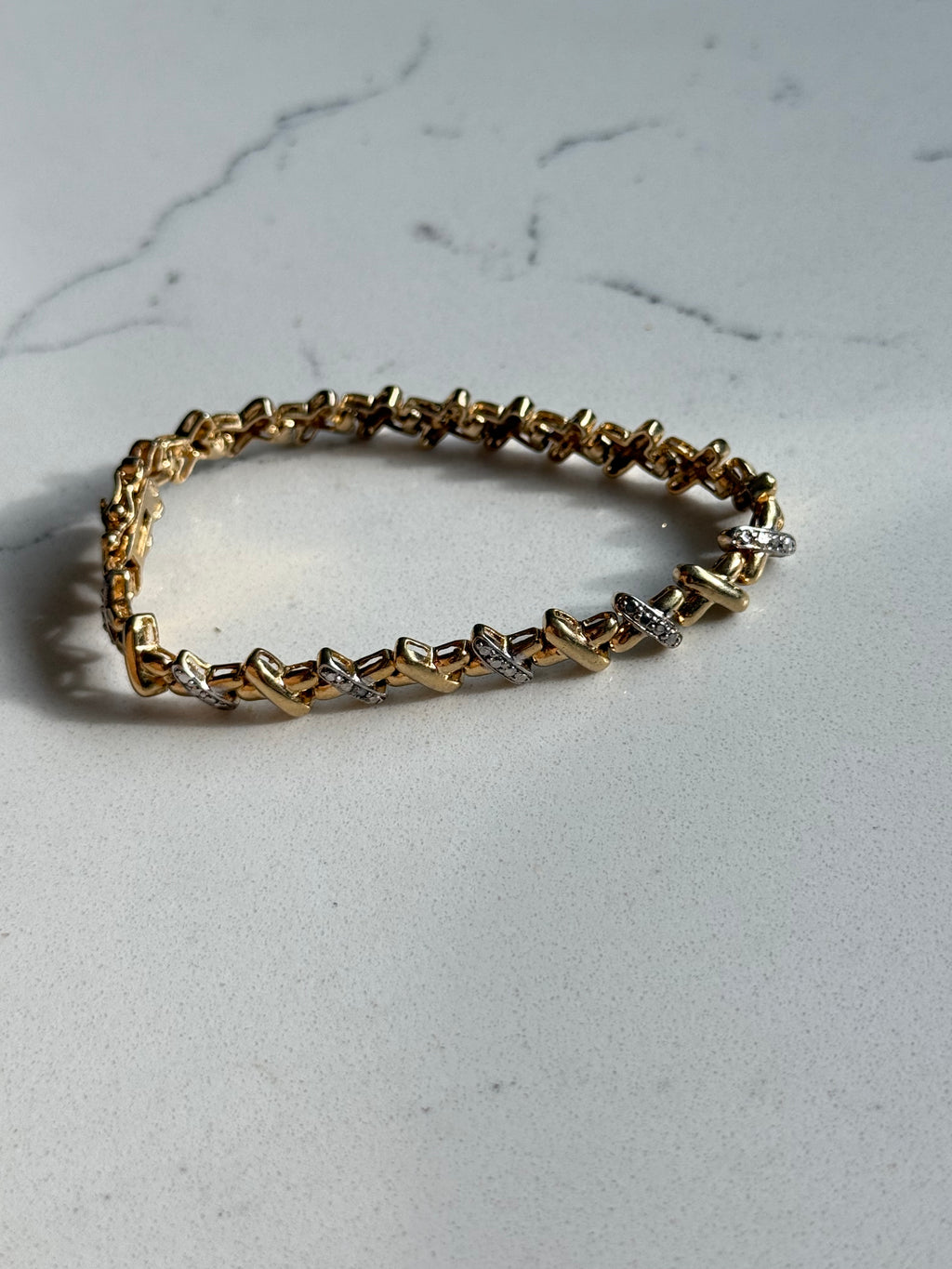Gold Vermeil X Link Bracelet 7”