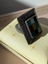 Load image into Gallery viewer, Mosaic Inlay Sterling Silver Chunky Ring Size 11.5
