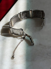 Load image into Gallery viewer, Floral Etched Sterling Silver Panel Link Bracelet 7.5”
