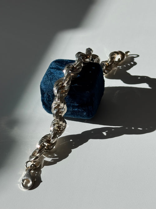 Chunky Italian Sterling Silver Rope Bracelet 7.75”