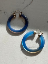 Load image into Gallery viewer, Blue Agate Sterling Silver Hoops
