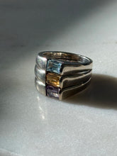 Load image into Gallery viewer, Amethyst, Citrine, Blue Topaz Sterling Silver Ring Size 5.75
