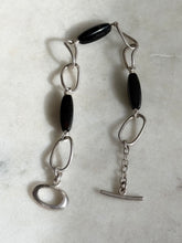 Load image into Gallery viewer, Black Onyx Sterling Silver Toggle Clasp Bracelet 7”
