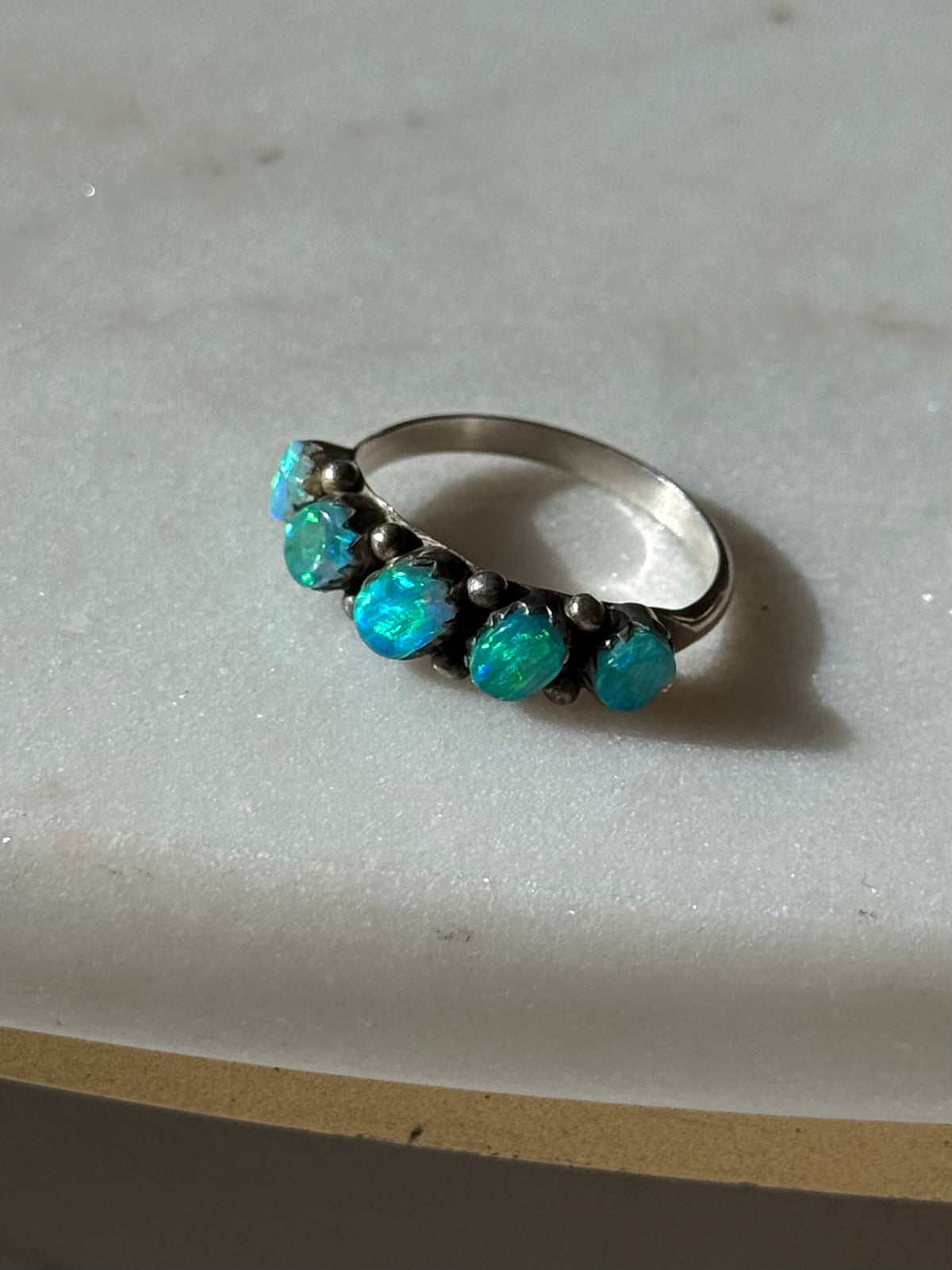 Vintage Opal Sterling Silver Ring Size 8