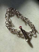 Load image into Gallery viewer, Cabochon Toggle Clasp Sterling Silver Cable Link Bracelet 8”
