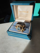 Load image into Gallery viewer, Vintage Blue Topaz Sterling Silver &amp; Brass Ring Size 8
