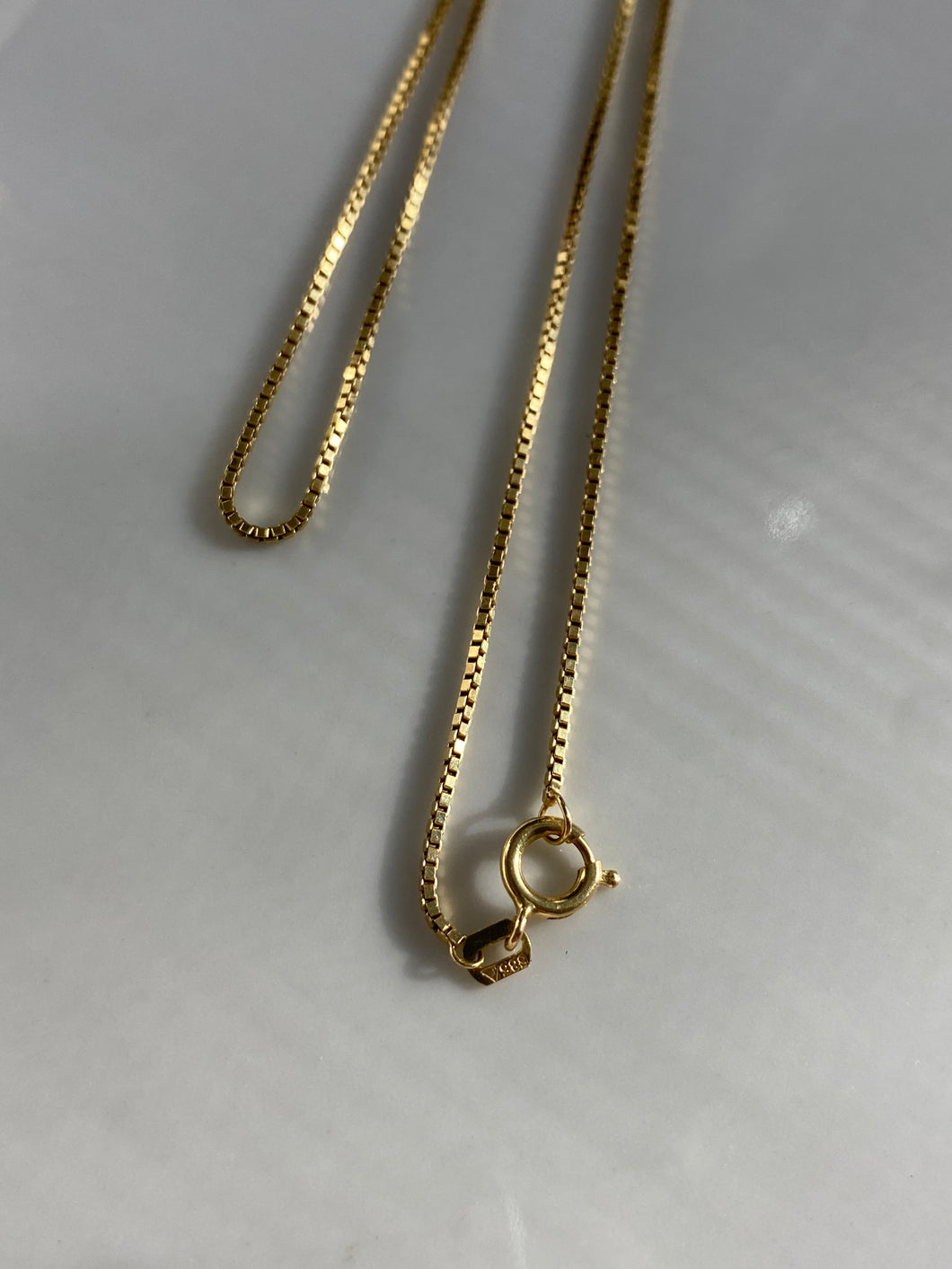 Micro Box Chain Vintage 14k Gold Necklace