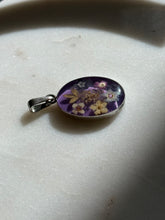Load image into Gallery viewer, Purple Pressed Flowers Sterling Silver Pendant
