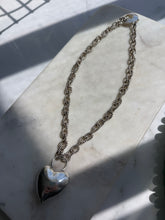 Load image into Gallery viewer, Mexico Vintage Chunky Heart Sterling Necklace 18”
