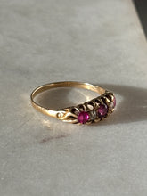 Load image into Gallery viewer, Antique 18k Yellow Gold Ruby &amp; Diamond Ring Size 9.25
