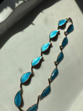 Load image into Gallery viewer, Meka Denmark Blue Enamel Leaf Gold Vermeil Sterling Necklace 15”
