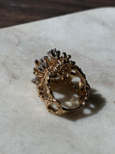 Load image into Gallery viewer, Brutalist Chunky CZ Gold Vermeil Ring Size 7
