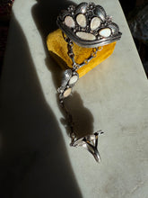Load image into Gallery viewer, Vintage Mother of Pearl Sterling Silver Hand Chain Bracelet
