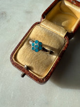 Load image into Gallery viewer, Turquoise Inlay Flower Sterling Silver Vintage Ring Size 6.25
