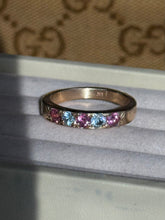 Load image into Gallery viewer, Vintage Bremer 14k Gold Tourmaline &amp; Topaz Band
