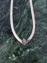 Load image into Gallery viewer, Herringbone Purple Stone Vintage Sterling Silver Necklace
